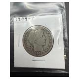 1909 Barber Silver Half Dollar. Early 20th Century