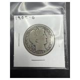 1908-o Barber Silver Half Dollar. New Orleans Mint