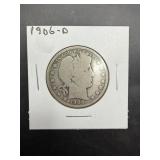 1906-d Barber Silver Half Dollar. Denver Mint Issu