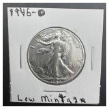 1946-d Walking Liberty Silver Half Dollar. Denver