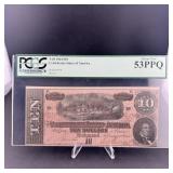 1864 $10 Confederate States Of America T-68 Serial
