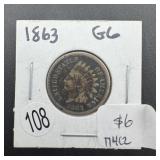 1863 Indian Head Cent Penny (mintage: 49,840,000)