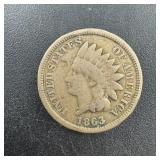 1863 Indian Head Cent Penny (mintage: 49,840,000)