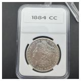 1884-cc Carson City Morgan Silver Dollar, Higher G