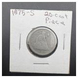 Rare 1875-s Twenty Cent Silver Piece. Mintage: 1,1