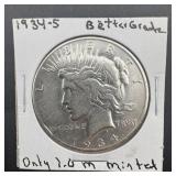 1934-s Peace Silver Dollar. Key Date. Mintage: App