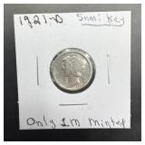 1921-d Mercury Silver Dime. Key Date. Only Approx.