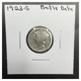 1923-s Mercury Silver Dime.