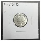 1919-d Mercury Silver Dime. Denver Issue.