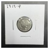 1919 Mercury Silver Dime.