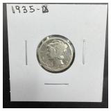 1935-d Mercury Silver Dime.