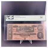 1864 $10 Confederate States Of America T-68 Serial