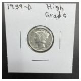 1939-d Mercury Silver Dime.