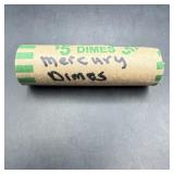 $5 Face Value Roll Silver Mercury Dimes (50 Dimes)