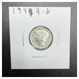 1944 Mercury Silver Dime.