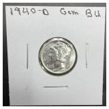 1940-d Mercury Silver Dime.