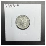 1943 Mercury Silver Dime.