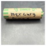 $5 Face Value Roll Silver Mercury Dimes (50 Dimes)