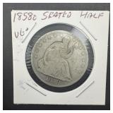 1858-O Seated Liberty Half