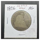 1876 Seated Liberty Silver Half