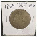 1865 Seated Liberty Silver Half Civil War Era