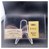 1861 Confederate $20 Bearer Note