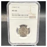1944-s Jefferson Nickel Ngc Ms66