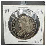 1831 Capped Bust Silver Half Dollar Mintage 2,200,