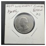 2019 Washington Quarter Error Matte Ms