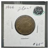1866 Two Cent Piece Shield Coin