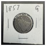 1857 Seated Liberty Silver Dime