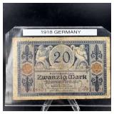 1918 Germany 20 Mark WWI Note