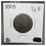 1809 Half Cent Classic Head Early U.s. Copper Mint