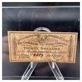 1892 $30 Confederate Note