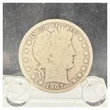 1907-o Barber Silver Half Dollar