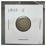 1905-s Barber Silver Dime