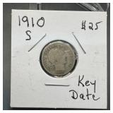 1910-s Barber Silver Dime Key Date