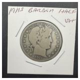 1911-S Barber Silver Half VF+