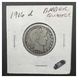1916-D Barber Silver Quarter