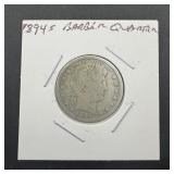 1894-S Barber Silver Quarter