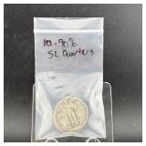 Five Standing Liberty 90% Silver Quarters No Dates