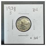 1938-s Mercury Silver Dime