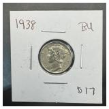 1938 Mercury Silver Dime