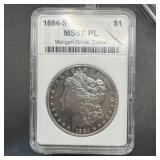1884-s Morgan Silver Dollar Ms67pl Ncs Graded