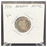 1911 Barber Silver Dime