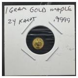 1 Gram 24k Canadian Maple .9999 Gold