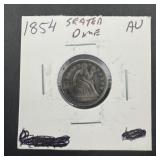 1854 Seated Dime AU