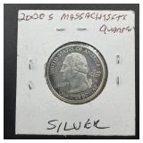2000-s Silver Massachusetts Quarter