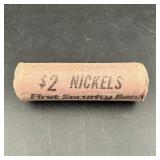 $2 Face Nickel Roll 1912 V Nickel & Tail End Coins