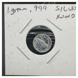 1 Gram .999 Silver Round